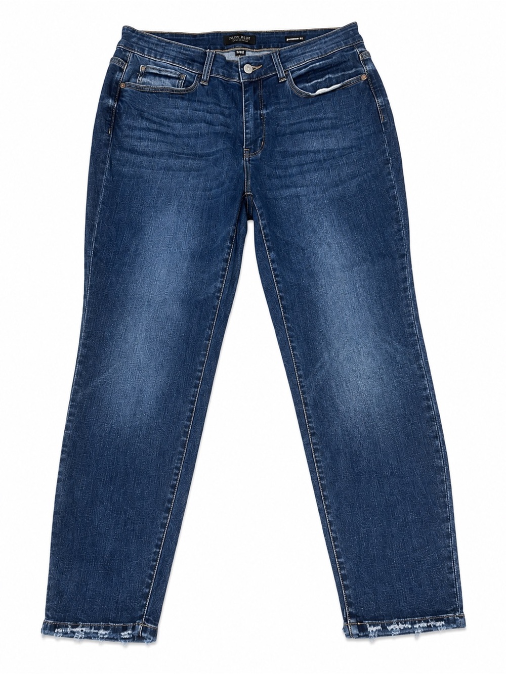 Judy Blue Boyfriend Jeans Women’s 14W Dark Wash Stretch Denim Distressed Hem